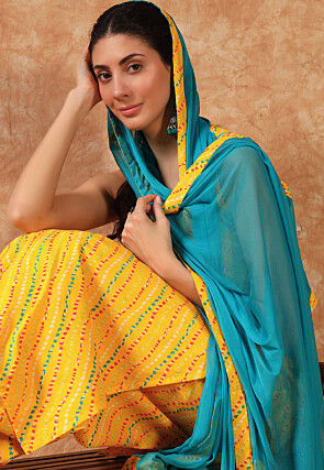 Digital Printed Cotton Pakistani Suit in Yellow