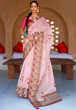Baby Pink Block Printed Pure Cotton Saree Pink Cotton Sari Saree Ships From  USA Piran USA Gift Sarees Pastel Saree - Etsy