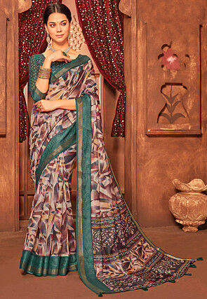 Digital Printed Cotton Saree in Multicolor