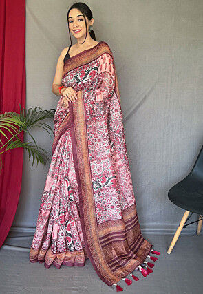 Digital Printed Cotton Saree in Multicolor