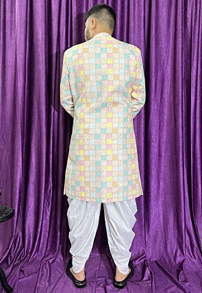 Digital Printed Cotton Sherwani in Multicolor