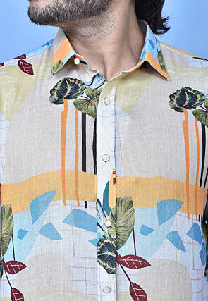 Digital Printed Cotton Shirt in Multicolor