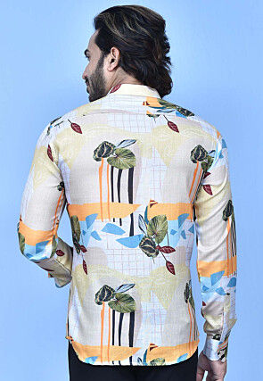Digital Printed Cotton Shirt in Multicolor
