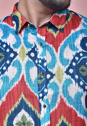 Digital Printed Cotton Shirt in Multicolor