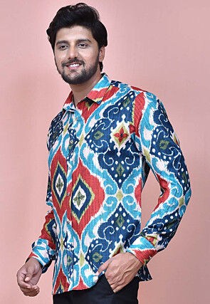 Digital Printed Cotton Shirt in Multicolor