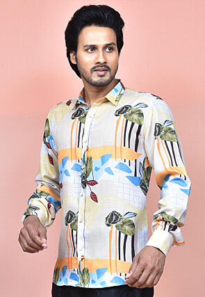 Digital Printed Cotton Shirt in Multicolor
