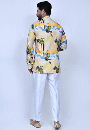 Digital Printed Cotton Short Kurta Set in Multicolor