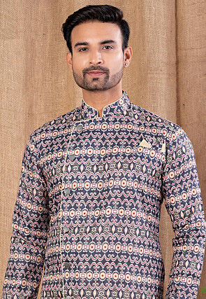 Digital Printed Cotton Silk Kurta Set in Multicolor