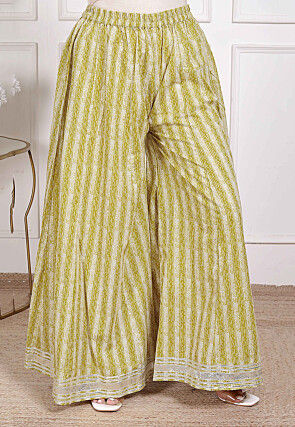 Digital Printed Cotton Straight Kurta Set in Light Green