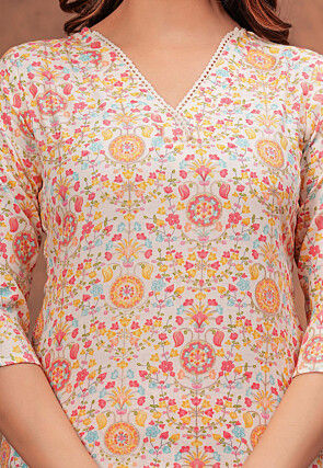 Digital Printed Cotton Straight Kurta Set in Multicolor