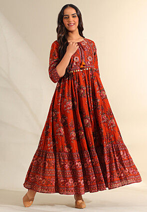 Orange - Cotton - Collection of Indian Dresses, Accessories & Clothing in  Ethnic Fashion