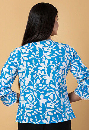 Digital Printed Cotton Top in Blue