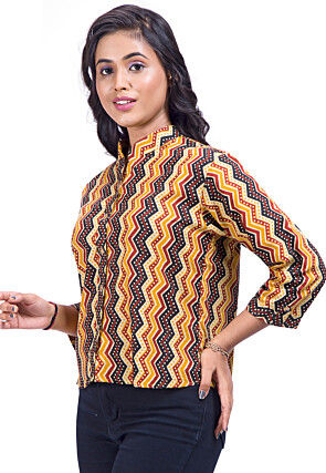 Digital Printed Cotton Top in Multicolor
