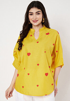 Digital Printed Cotton Top in Yellow