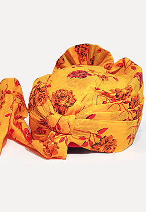 Digital Printed Cotton Unisex Turban in Mustard