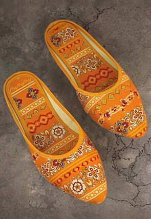 Digital Printed Cotton Women Mule in Mustard