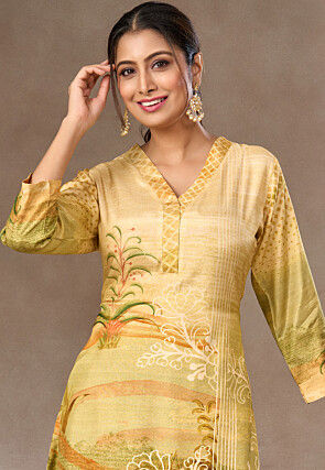 Digital Printed Crepe Co Ord Set in Beige