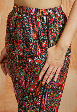 Digital Printed Crepe Co Ord Set in Black