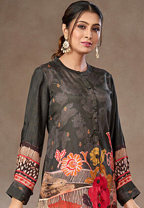 Digital Printed Crepe Co Ord Set in Black