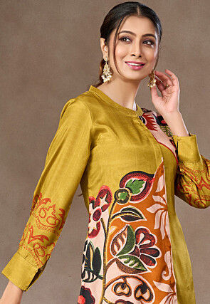 Digital Printed Crepe Co Ord Set in Olive Green