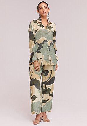Digital Printed Crepe Co Ord Set in Multicolor