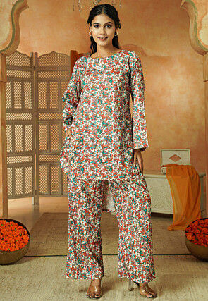 Digital Printed Crepe Co Ord Set in Multicolor