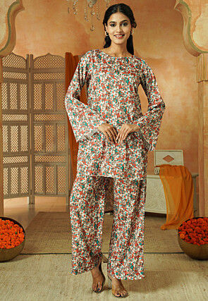 Digital Printed Crepe Co Ord Set in Multicolor