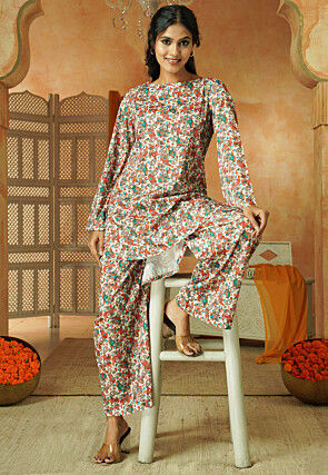 Digital Printed Crepe Co Ord Set in Multicolor