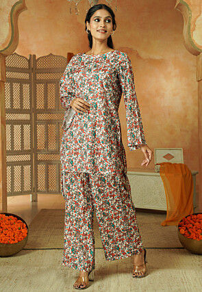 Digital Printed Crepe Co Ord Set in Multicolor