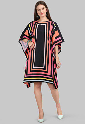 Digital Printed Crepe Kaftan Dress in Multicolor
