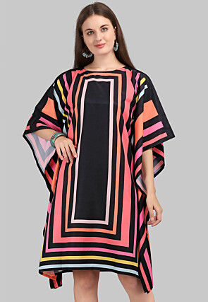 Digital Printed Crepe Kaftan Dress in Multicolor