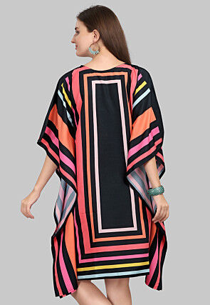 Digital Printed Crepe Kaftan Dress in Multicolor