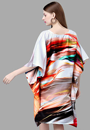 Digital Printed Crepe Kaftan Dress in Multicolor