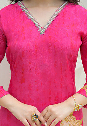 Digital Printed Crepe Pakistani Suit in Pink