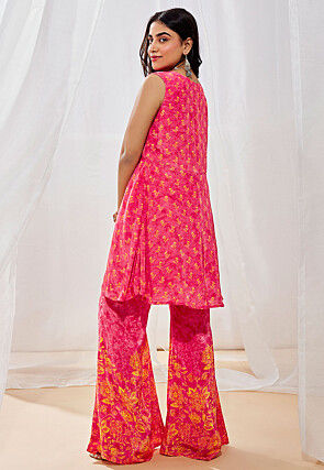 Digital Printed Crepe Pakistani Suit in Pink