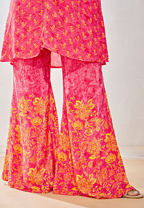 Digital Printed Crepe Pakistani Suit in Pink