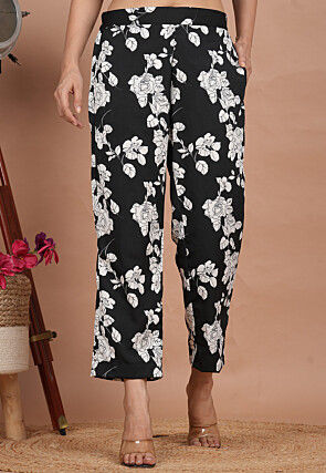 Digital Printed Crepe Palazzo in Black and White