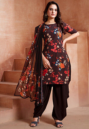 Digital Printed Cotton Punjabi Suit in Red : KQU4536