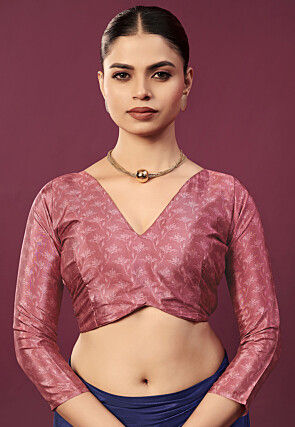 Digital Printed Crepe Saree in Dark Blue