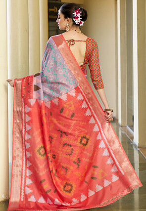 Digital Printed Crepe Saree in Light Purple