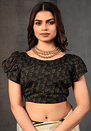 Digital Printed Crepe Saree in Off White and Black