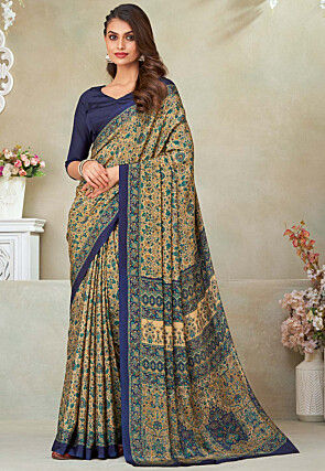 Exclusive Pure Mysore Crepe Silk Saree With Contrast Thene Border Rich  Pallu - Bhavani Collection