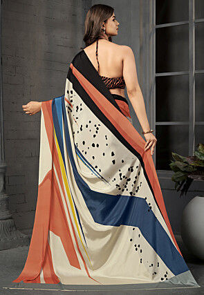 Digital Printed Crepe Silk Saree in Multicolor