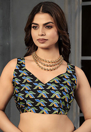 Digital Printed Crepe Silk Saree in Multicolor