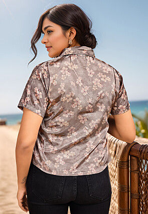 Digital Printed Crepe Top in Fawn