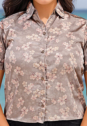 Digital Printed Crepe Top in Fawn