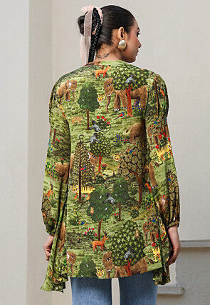 Digital Printed Crepe Top in Green