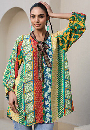 Digital Printed Crepe Top in Multicolor
