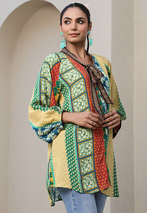 Digital Printed Crepe Top in Multicolor