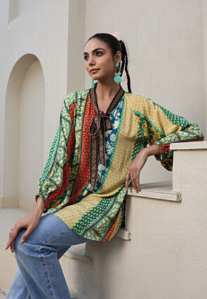 Digital Printed Crepe Top in Multicolor